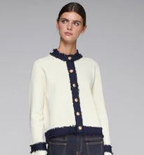 Load image into Gallery viewer, KNITWEAR CARDIGAN BICOLOR ECRU NAVY BICOLOR
