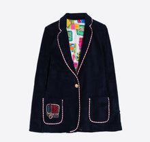 Load image into Gallery viewer, JACKET RIVA EMB AZUL MARINO FELPA
