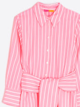 Load image into Gallery viewer, DRESS CAMISERO LAZO ROSA FLUOR RAYA
