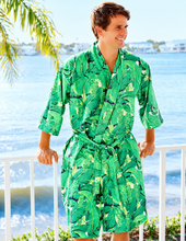 Load image into Gallery viewer, Dorothy Draper Brazilliance Luxury Robe – Green Banana Leaf Print
