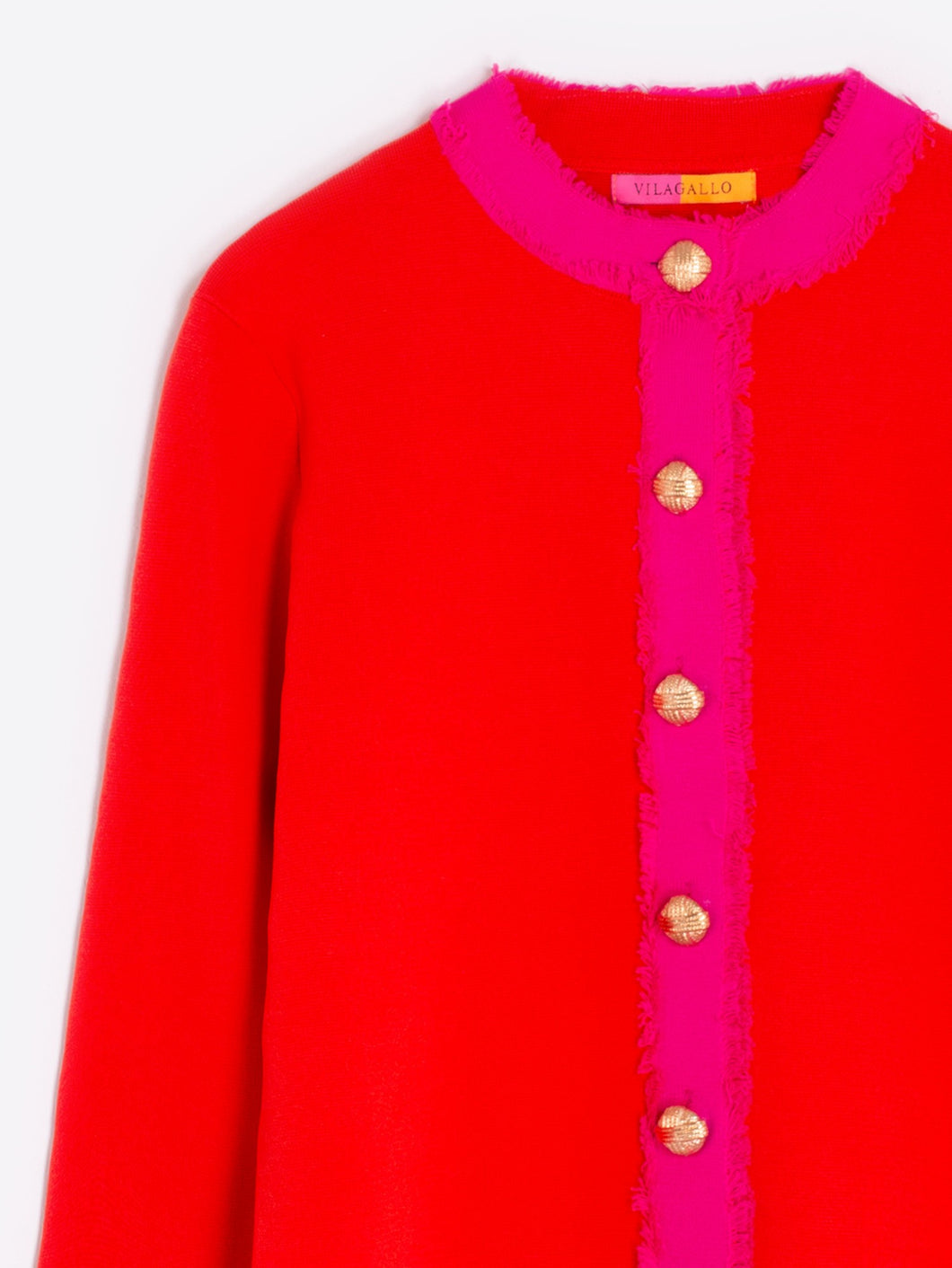 KNITWEAR CARDIGA BICOLOR ORANGE PINK BICOLOR
