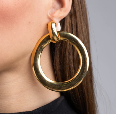Polished Gold Doorknocker Hoop Earrings