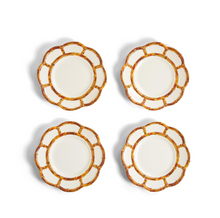 Load image into Gallery viewer, Bamboo Touch Set of 4 Salad / Dessert Plate with Bamboo Rim  - 100% Melamine
