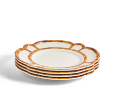 Load image into Gallery viewer, Bamboo Touch Set of 4 Dinner Plate with Bamboo Rim - 100% Melamine
