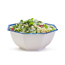 Load image into Gallery viewer, Blue Bamboo Touch Octagonal Serving Bowl with Bamboo Rim Design- 100% Melamine
