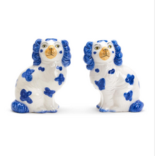 Load image into Gallery viewer, Set of 2 Staffordshire Dog Bud Vase (left facing, right facing) - Hand Painted Ceramic
